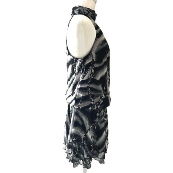 Venus Zebra Print Collar Halter Drop Waist Sleeveless Mini Dress US Size 6 - Picture 4 of 10